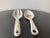 Farmhouse Mid 20th Century Ivory Floral Porcelain Salad Set Serving Spoon and Fork, a Pair For Sale - Image 3 of 12