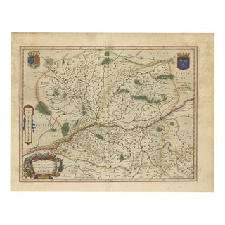 Antique Blaeu Map of Anjou, 1642 For Sale