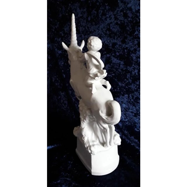 1920s Vintage German Art Deco Unicorn Rider Sculpture by Ens Volksstedt Rudolstadt, 1920s For Sale - Image 5 of 9