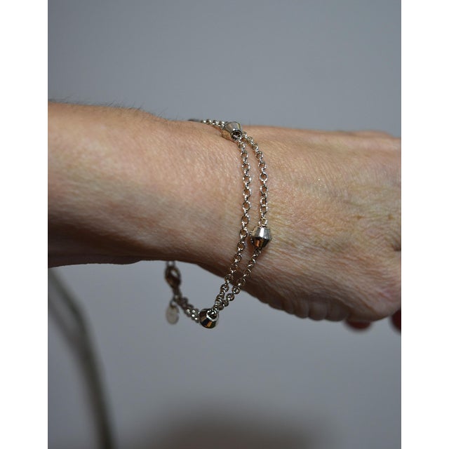 Silver Tiffany & Co. Sterling Silver 'Barrel Bead' Station Double Strand Bracelet 7" Retired For Sale - Image 8 of 14