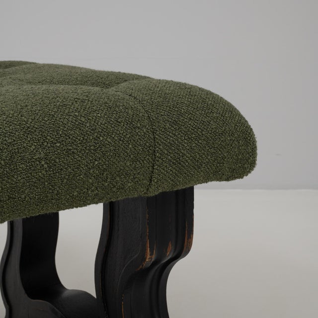 Wood 20th Century Spanish Wooden And Metal Bench With Upholstered Seat For Sale - Image 7 of 18