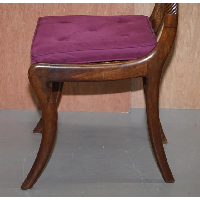 Regency Hardwood Bergere Dining Chairs in Velvet, Set of 6 For Sale - Image 14 of 18