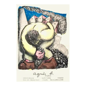 1980 Jean-Charles Blais 'Agnes B Paris' Surrealism Yellow,Blue,Brown France Lithograph