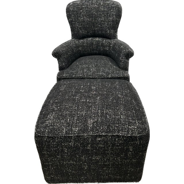 Contemporary Italian Chair in Black Sparkled Boucle Fabric For Sale In Los Angeles - Image 6 of 8