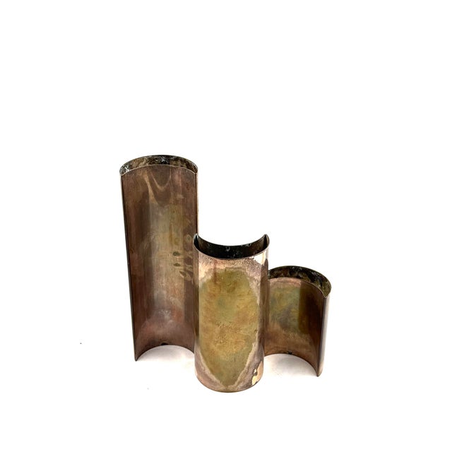 Mid-Century Set of 3 Silver-Plated Vases, GiBi Italy 1970s For Sale - Image 10 of 17