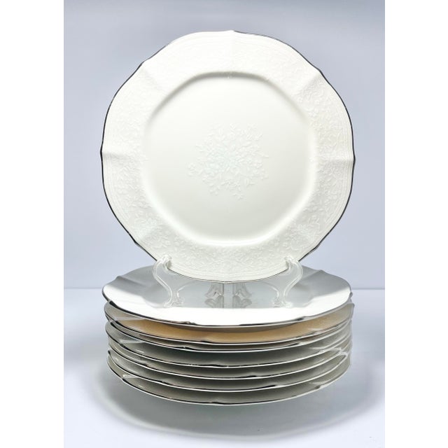 Noritake “Chandon, Platinum” Set of 8 Bone China Salad Plates 8 3/8” Good condition. No chips, cracks, or fleabites....