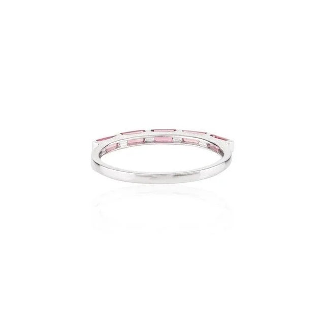 Modern Chic Eternity Band With Baguette Cut Natural Pink Tourmaline Size 5 For Sale In New York - Image 6 of 10