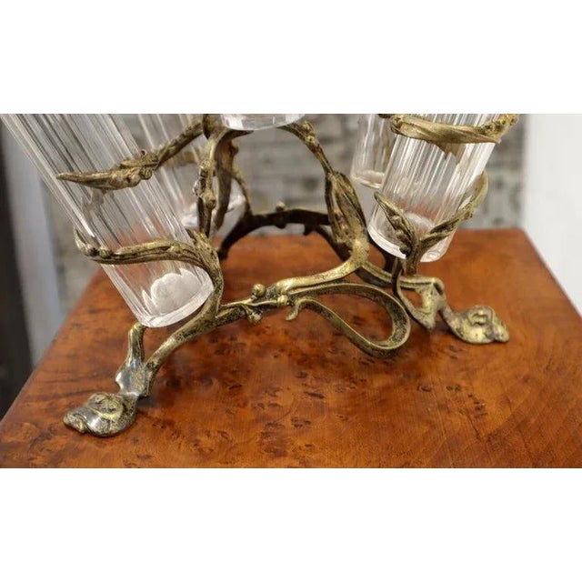 Art Nouveau 5 Branches Center Piece Cut Glass Vases For Sale - Image 12 of 13
