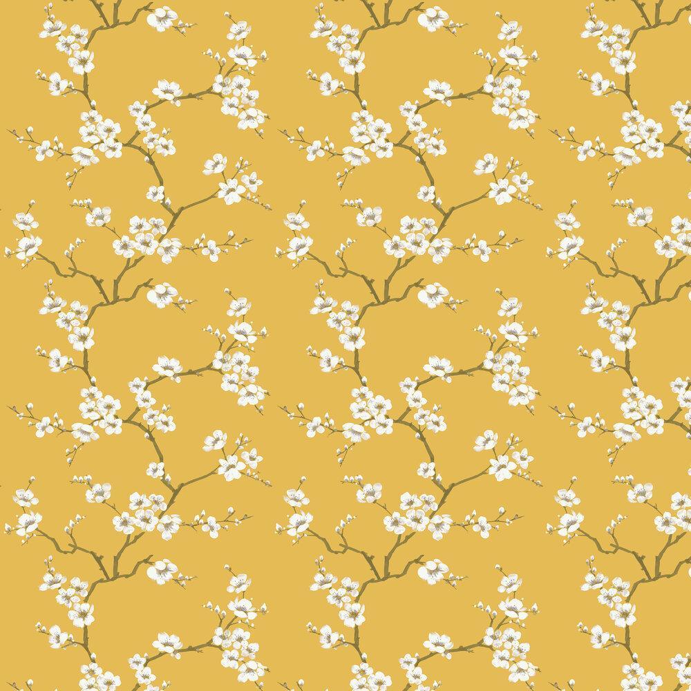 Apple Blossom Wallpaper - Gold | Chairish