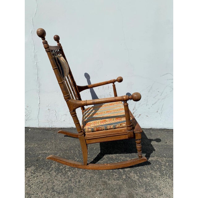 Early 20th Century Antique Rocking Chair Wood Spindle For Sale - Image 9 of 10