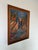A vibrant 1970s vintage oil on canvas depicting a serene autumn river landscape with cascading waterfalls, rugged rock...