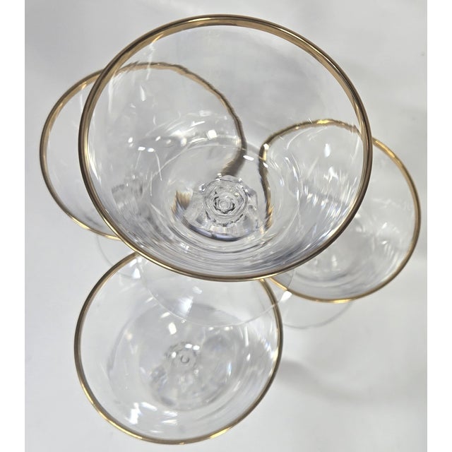 Gold Gold Rimmed Hollywood Regency Crystal Goblets- Set of Four For Sale - Image 8 of 16