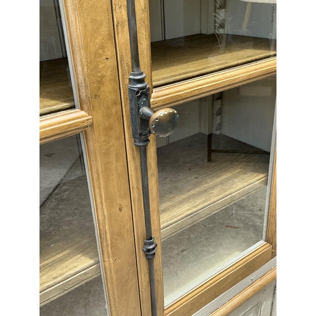 Vintage Distressed Wood and Glass Tall Cabinet For Sale - Image 12 of 14