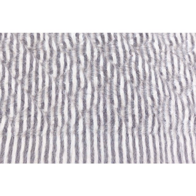 Modern Goat Hair Runner with Subtle Geometric Texture in Gray and Ivory by Doris Leslie Blau Size: 4'0" × 23'0" (121 × 701...
