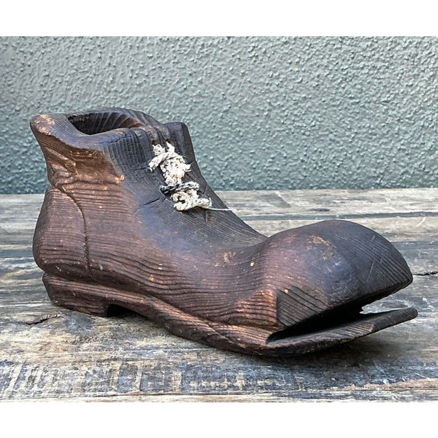 Vintage Italian Carved Wooden Shoe For Sale - Image 12 of 12