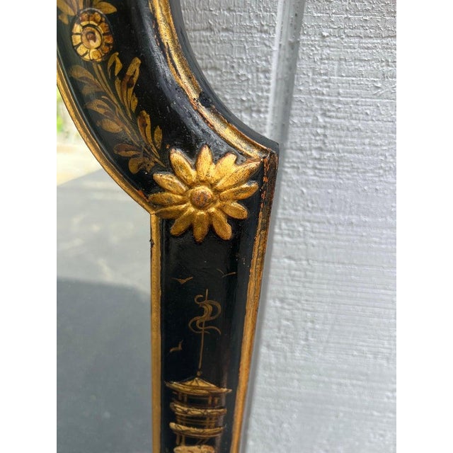 Black Elegant Chinoiserie Black and Gold Mirror For Sale - Image 8 of 18