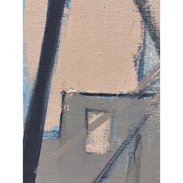 Towers Three by Stephanie Hartshorn | Oil Painting of three water towers on stilts For Sale - Image 4 of 5