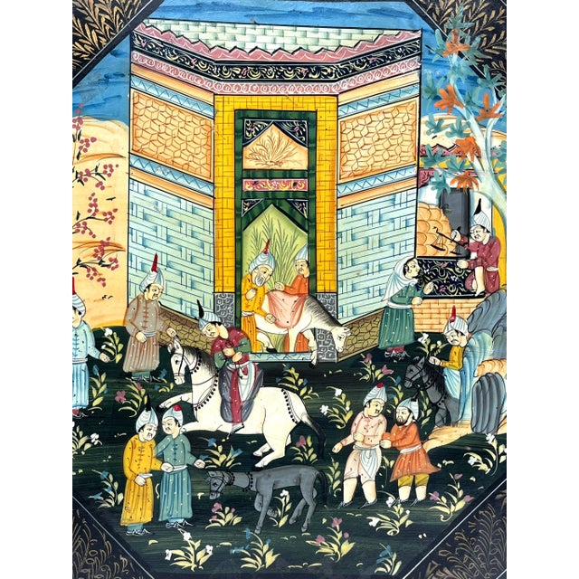 1970s Miniature Chowki Bajot Painting Decorative For Sale - Image 5 of 10