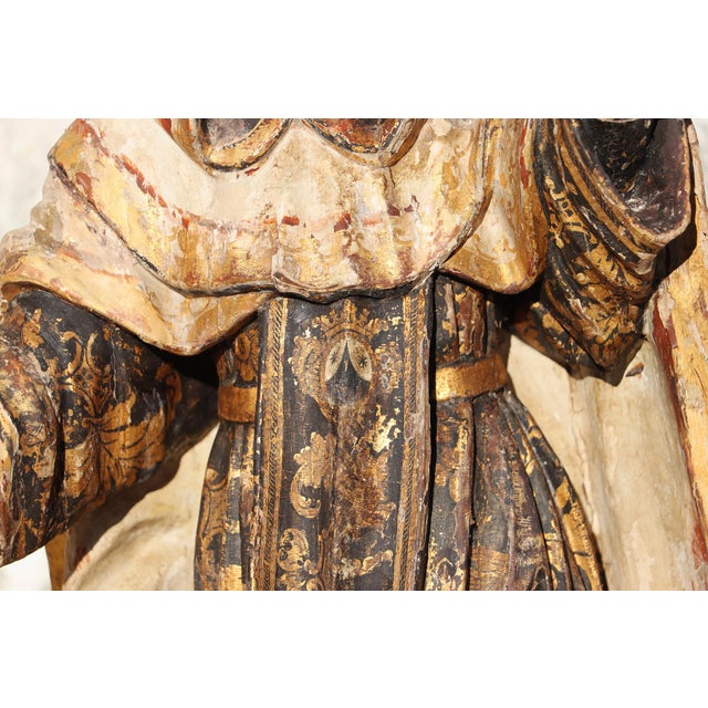 Saint Dominic of Guzmán Kneeling, With Glass Eyes and the Carmelite Shield, 18th Century, Portuguese For Sale - Image 15 of 17