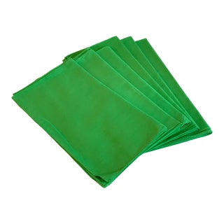 Late 20th Century Bright Green Dinner Napkins - Set of 6 For Sale