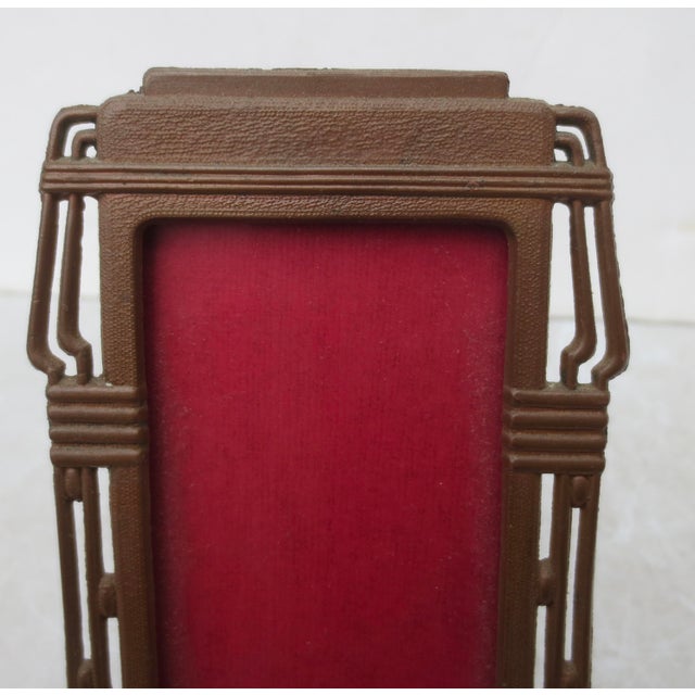 Metal Coppery Art Deco Photo Frame For Sale - Image 7 of 8