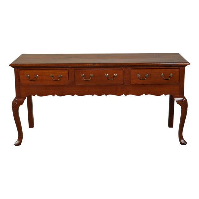 English 1940s Dresser Base with Three Drawers, Cabriole Legs and Carved Apron For Sale