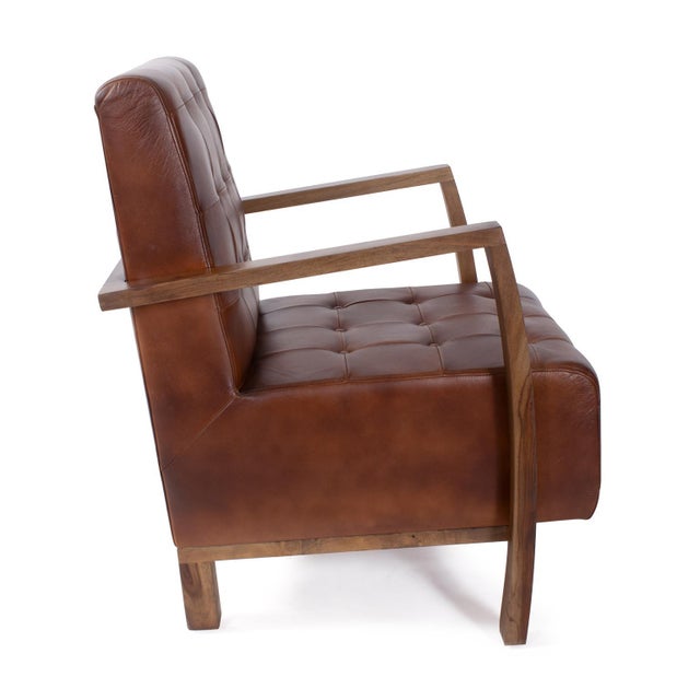 Kenneth Ludwig Chicago Davenport Tufted Leather Chair For Sale - Image 4 of 11