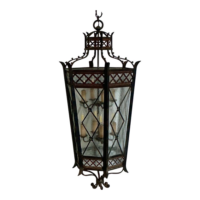Vintage Iron and Glass Lantern For Sale