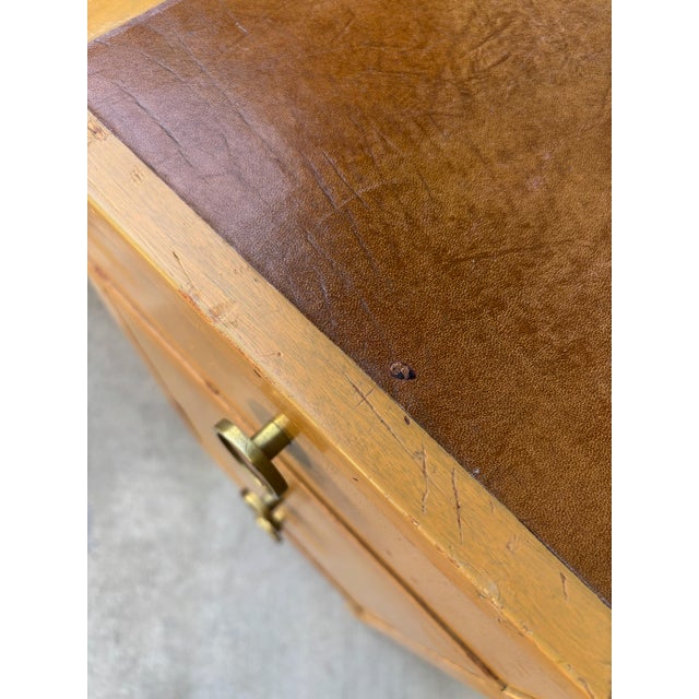 Rare Edward Wormley Dunbar Leather Top Waterfall Desk Mid Century Modern For Sale - Image 13 of 16