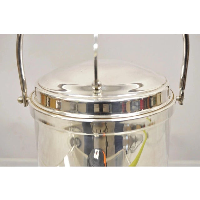 Vintage Wallace Mid Century Modern Silver Plated Glass Lined Hinged Ice Bucket For Sale In Philadelphia - Image 6 of 11
