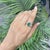 Modern Mid Century Style 2.54 Ct Oval Emerald & Marquise Diamond Ring in 925 Silver Size 7.5 For Sale - Image 4 of 14