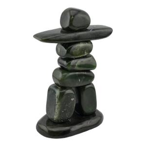 Vintage Mid Century Inuit Inuksuk Natural Nephrite Green Jade Man Sculpture.
