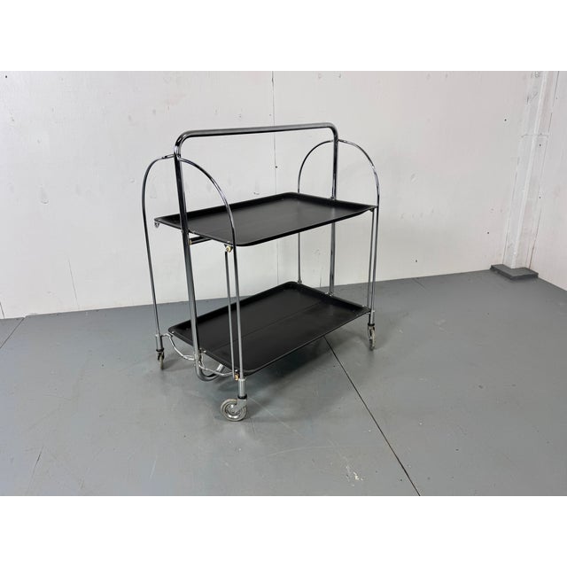 Mid-Century Modern Mid-Century Bauhaus Dinett Foldable Serving Trolley from Bremshey Solingen, 1960s For Sale - Image 3 of 10