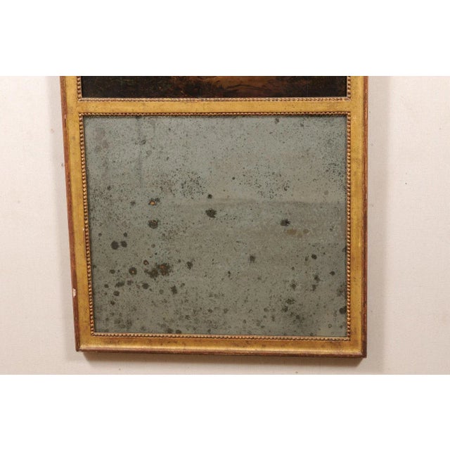 Gold Vintage French Trumeau-Style Gilt Mirror with Homestead Scene Oil Painting in Upper Pane For Sale - Image 8 of 11