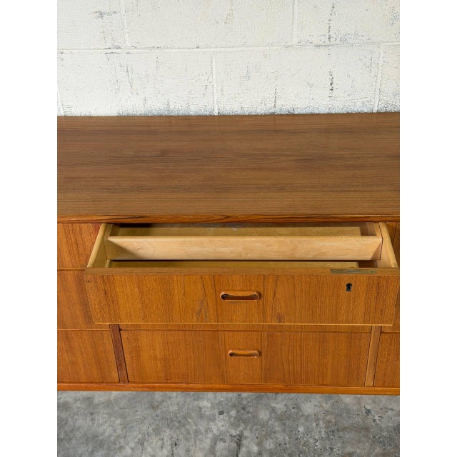 In Style of Arne Vodder Teak Dresser Wooden Lowboy Chest of Drawers Denmark Mid-Century Modern 1960s For Sale - Image 11 of 13