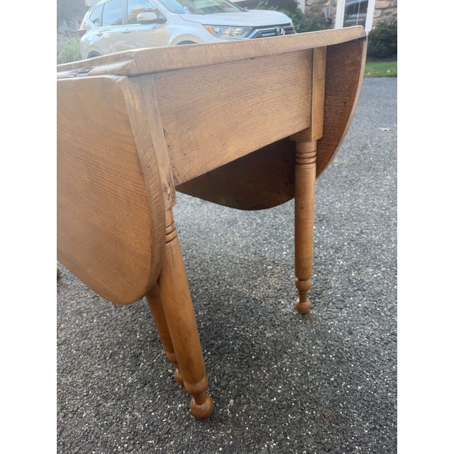 Antique Restored Oak Gate Leg Drop Leaf Dining Table With Drawer For Sale - Image 10 of 16