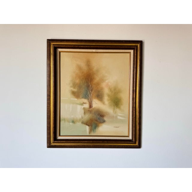 Abstract 1970s Vintage Impressionist at Tree Landscape Oil Painting by Holbert For Sale - Image 3 of 12