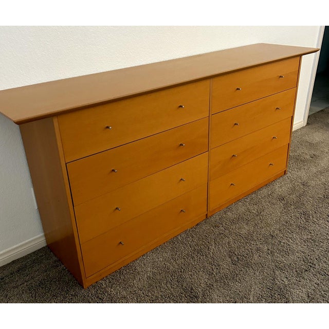 Mid-Century Modern Scandinavian Beech Dresser & Pair of Nightstands, 3 Pieces For Sale - Image 9 of 13