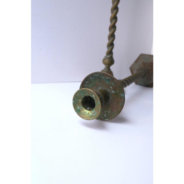 English Brass Barley Twist Candlestick Holders, Pair, Circa Late-19th Century For Sale - Image 14 of 15