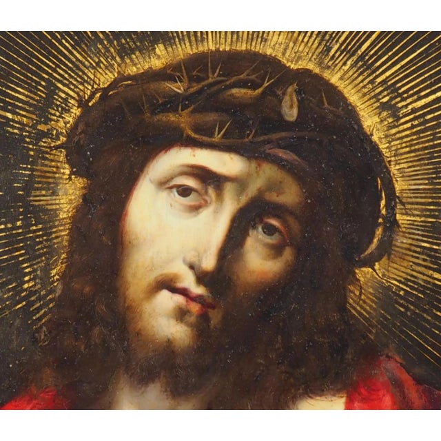 Baroque Flemish School Artist after Le Correge, Ecce Homo, 17th Century, Oil on Copper, Framed For Sale - Image 3 of 9
