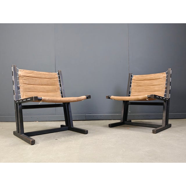 Wood Canvas and Rope Lounge Chairs from Casala, 1970s, Set of 2 For Sale - Image 7 of 7