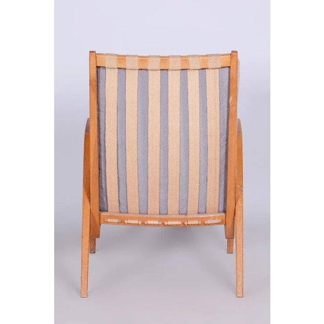 Mid-Century Czech Grey Armchair in Oak by Jan Vanek, 1950s For Sale - Image 6 of 13