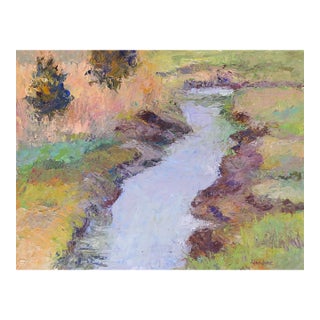 Late 20th Century Plein Air Impressionist Stream Landscape Painting For Sale