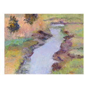 Late 20th Century Plein Air Impressionist Stream Landscape Painting