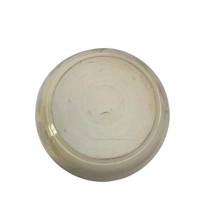 Turquoise Extra Large Vintage Decorative Glazed Pottery Bowl Depicting a Woman With Floral Crown, Signed Spirt Circa 1990’s For Sale - Image 8 of 11