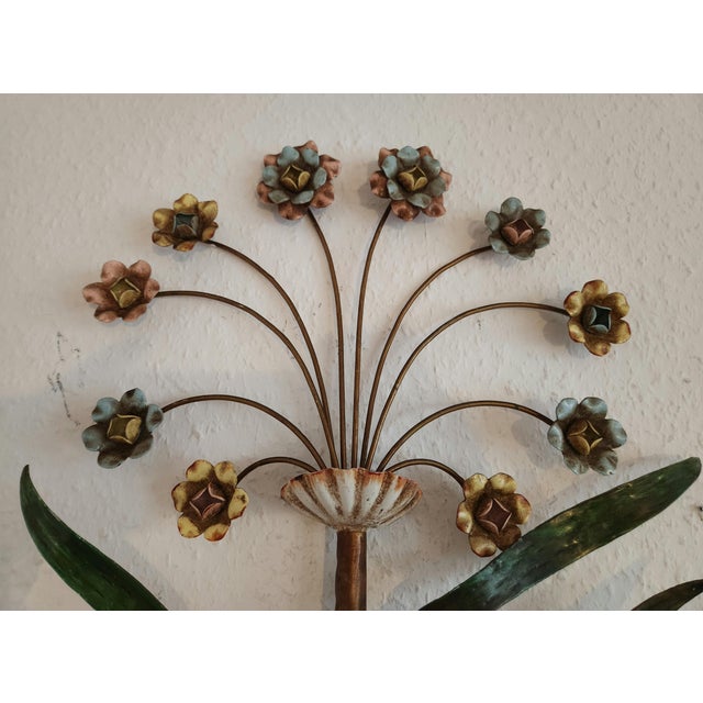 Hand-Forged and Hand-Painted Florentine Wall Light, 1950s For Sale - Image 18 of 18