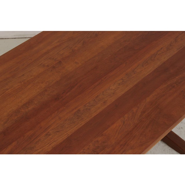 1990s Stickley Cherry Mission Trestle Table For Sale - Image 5 of 18