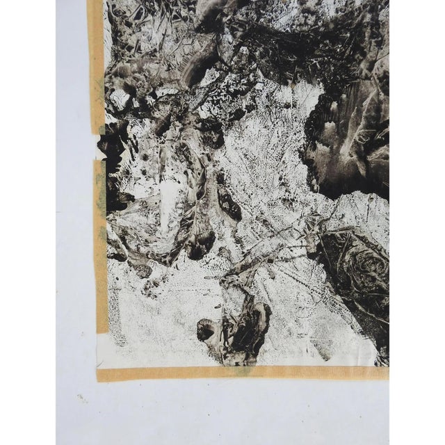 Black Mid 20th Century Clyde Connell Abstract Black and White Monoprint For Sale - Image 8 of 10
