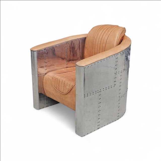 Aviator Club Chair in Brown Distressed leather For Sale - Image 18 of 18