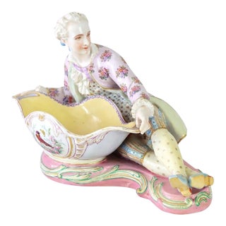 1880 Sevres Attr. Bisque Porcelain Figural Sweetmeat Dish For Sale